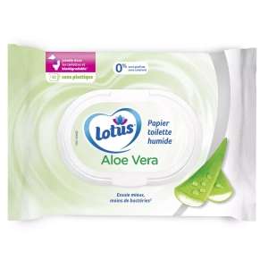 Paquet de 42 Lingettes Papier Toilette Humide Blanc Aloé Vera Lotus
