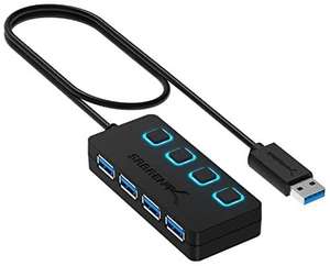 Hub USB 3.0 avec boutons poussoirs d'alimentation éclairés Sabrent HB-UM43 - 4 ports USB 3.0 (vendeur tiers)