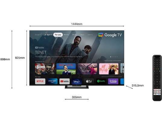 TV 65" TCL 65QLED870 (2023) - QLED, 4K, 144Hz, HDMI 2.1, HDR10+, Dolby Vision IQ, Dolby Atmos, DTS, FreeSync, Google TV (Via ODR de 150€)