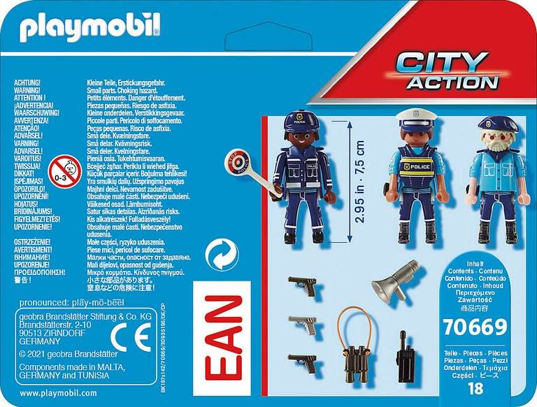 Playmobil Equipe de policiers, City Action, avec Trois Personnages et des Accessoires 70669 (Via Coupon)