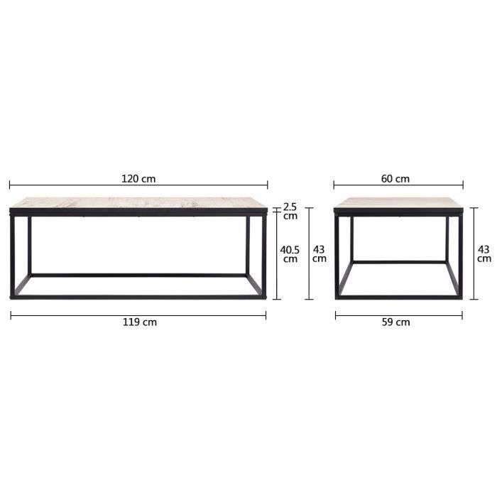 [CDAV] Table basse rectangulaire Ralf - 120x60x43 cm