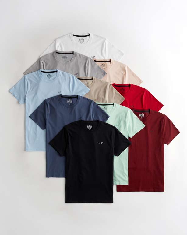 Lot de 10 t-shirts Hollister à manches courtes ras du cou à logo emblématique (taille S)