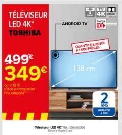 TV LED 55" Toshiba 55UA3A63DG - UHD 4K, HDR, Dolby Vision, Chromecast, Android TV