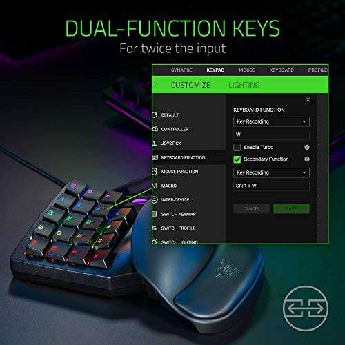Keypad opto-mécanique Razer Tartarus Pro - 32 touches programmables / 8 profils, rétroéclairage RGB Chroma