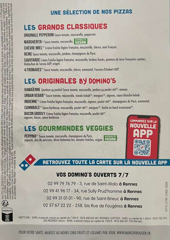Pizza medium à emporter (parmi une sélection) - 4,99€ avant 16h ou 5.99€ après 16h (Restaurants Participants)