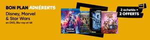 [Adhérents Fnac+] 2 DVD ou Blu-Ray / 4K achetés parmi une sélection Disney / Marvel / Star Wars = 2 offerts (les moins chers)