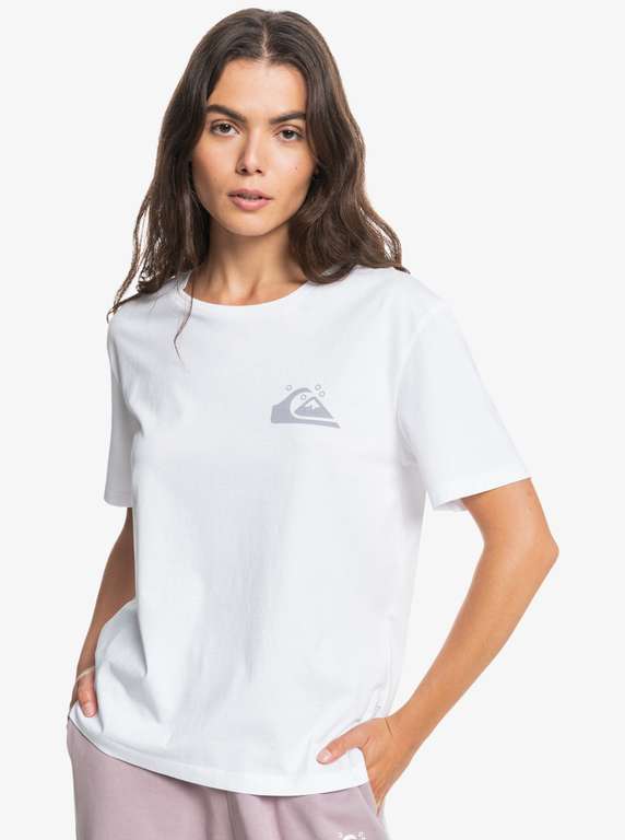 T-shirt Quicksilver en matière biologique pour Femme - Tailles XS à M, blanc ou noir
