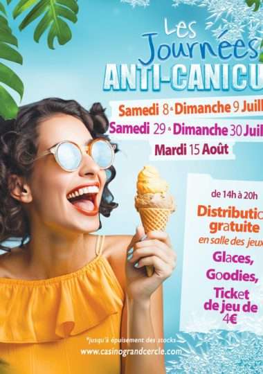 Distribution gratuite de Glaces, Goodies, Tickets de jeu de 4€, Bonbons et Boissons fraîches selon la date au Casino - Aix-les-Bains (73)