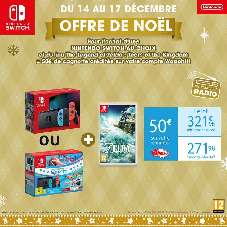 Bon plan Sélection de packs jeu Switch (Mario ou Zelda) + goodies + 15€ de  CC adhérents à partir de 59.99€