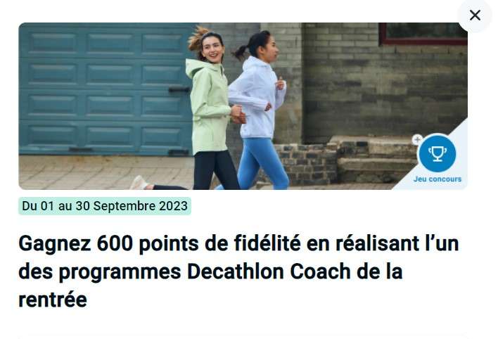 600 points fidélité offerts en réalisant l’un des programmes Decathlon Coach de la rentrée