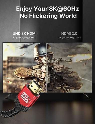 Câble HDMI 2.1 3M 8K Highspeed 48Gbps 8K@60Hz (via coupon - vendeur tiers)