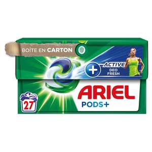 Sélection de lessives Ariel - Ex: 2 paquets de 27 capsules lessive liquide en capsules Ariel Pods+ Active (via 19,18€ sur la carte fidélité)