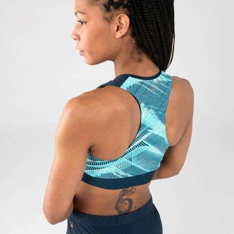 Brassière de running et athlétisme femme Kalenji - bleu et pastel