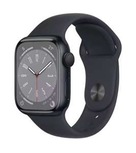 Montre Connectée Apple Watch Series 8 (GPS) - Boîtier 41 mm bi Acier inoxydable Minuit avec Bracelet Sport Minuit