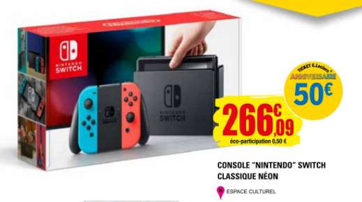 Sélection d'articles en promotion - Ex: Console Nintendo Switch Néon avec paire de joy-con (via 50€ en bon d'achat) - Saint Aunes (34)