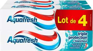 Lot de 4 tubes de 75ml de dentifrice Aquafresh triple protection "Menthe fraîche" ou "Blancheur" (4x75ml)