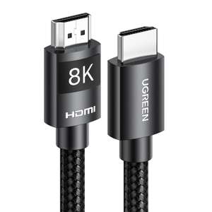Câble HDMI 2.1 Ugreen - 2m, 8K 60Hz, 4K 240Hz, eARC HDR Dynamique HDR 10 Dolby Vision HDCP 2.2 2.3 (Vendeur tiers)
