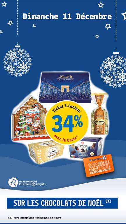 40% offerts en bon d'achat sur les jouets et 34% sur les chocolats de Noël (Roques,Rouffiac,Blagnac 31)