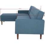 Canapé d'angle réversible IMANIA - 3 places - Tissu bleu - Pieds en bois - Bleu - L 286 x P 169 x H 80 cm