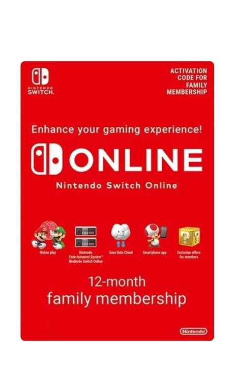 12 Mois d'abonnement Nintendo Switch online + expansion pack (Dématérialisé)