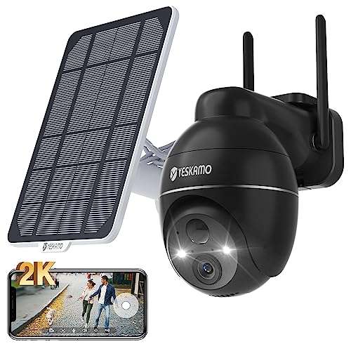 Caméra de surveillance extérieure YESKAMO 2K - solaire, wifi, 360° (vendeur tiers)