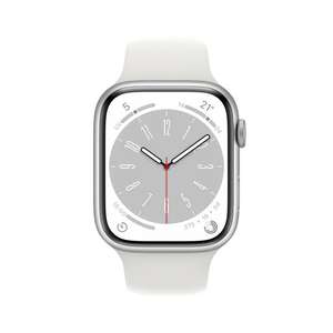 Montre connectée Apple Watch Séries 8 GPS + Cellular - 45mm, Boîtier Silver Stainless Steel, Bracelet White