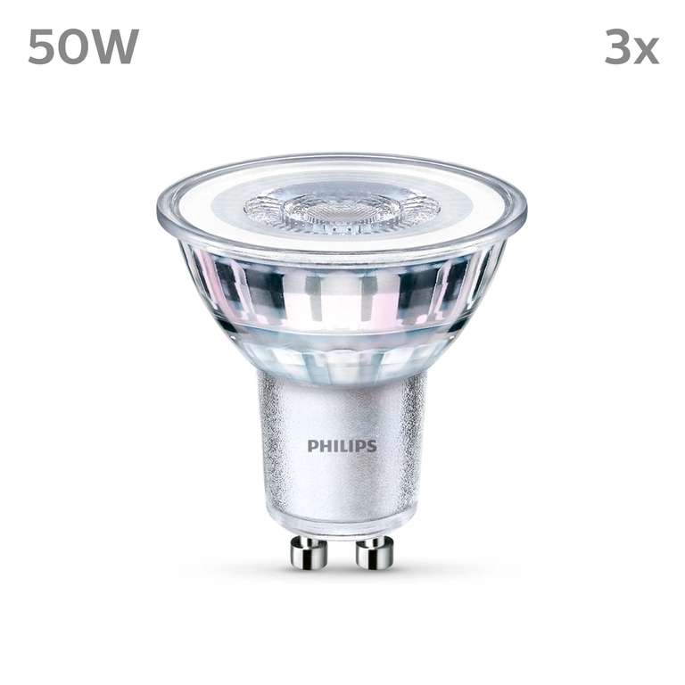 Pack de 3 ampoules LED Philips GU10 - 50W, 4000K, blanc froid