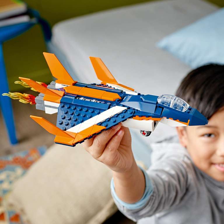 LEGO 31126 Creator 3 en 1 L’Avion Supersonique, Se Transforme en Hélicoptère et en Bateau