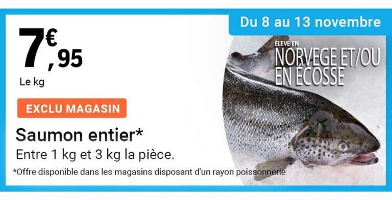 1 kg de saumon Atlantique entier - vidé et élevé en Écosse ou en Norvège (le kilo)