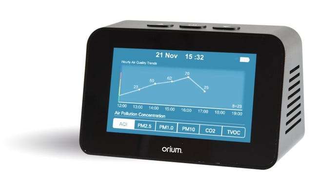 Capteur de qualité de l’air intérieur ORIUM Quaelis 34 - CO2, COV, particules fines, Ecran LCD 3 modes