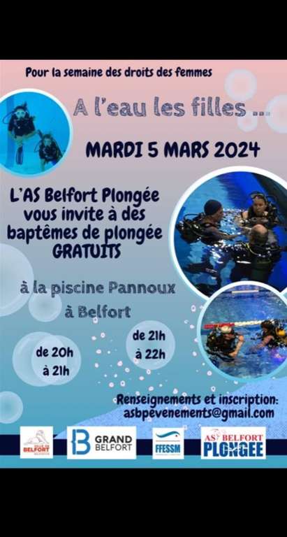 Baptême de plongée gratuit pour les femmes - Belfort (90)