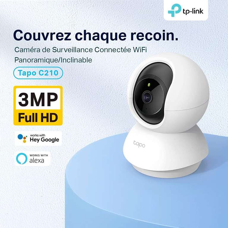 Caméra de Surveillance TP-Link Tapo - WiFi intérieure 360° Tapo C210, UHD 3MP, Détection de personne, Vision Nocturne