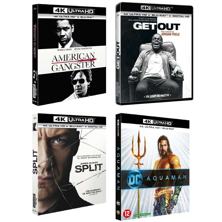 Sélection de Combo Blu-ray 4K + Blu-ray à 7,99€ - Ex : American Gangster, Split, Get Out ou Aquaman