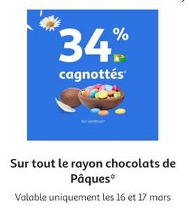 34% remise fidélité sur les chocolats de Pâques