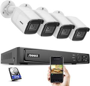 Système de vidéosurveillance ANNKE H800 PoE - 4 Caméras 4K 8MP IP67 + Enregistreur vidéo NVR 8CH + Disque dur 2 To + Accessoires