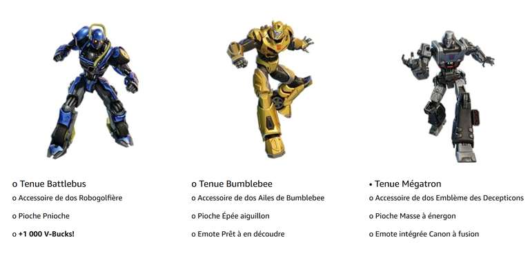 Fortnite Pack Transformers pour Xbox (code, sur Switch/PS4 à 16.99, PS5 à 17.99) - Contenu supplémentaire!