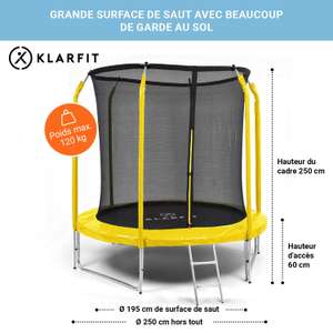 Trampoline Klarfit Jumpstarter avec Filet de Protection - 2,50 mètre de diamètre (Via Coupon - Vendeur Tiers)