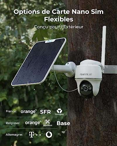 [Prime] Caméra de surveillance extérieure Reolink Go PT Ultra - Panneau solaire, 4G, 4K, Carte SD 32Go (Vendeur tiers)
