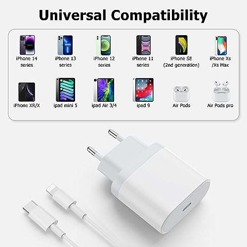 Pack de 2 chargeur rapide USB C-Lightning pour iPhone - 20W, PD