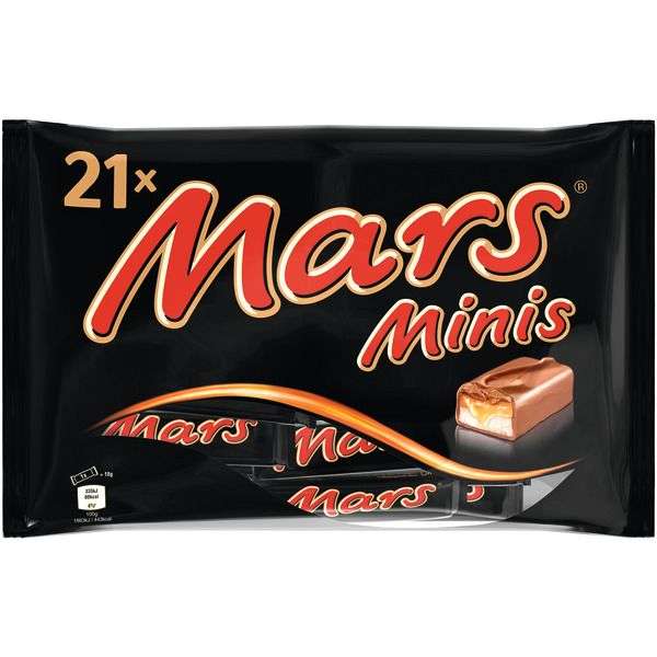 Sachet de 21 barres chocolatées Mars Mini ou Twix ou Snickers - 403 gr (via 0,97€ sur Carte de fidélité)