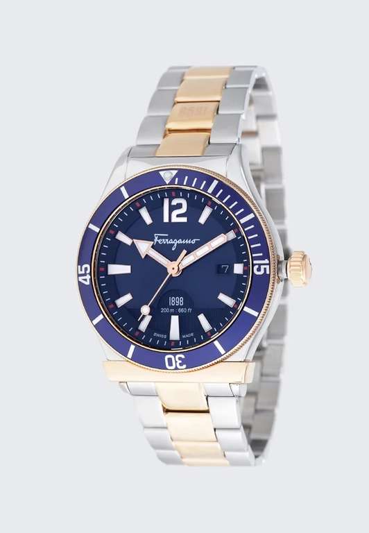 Sélection de montres Salvatore Ferragamo en promotion - Ex : Montre quartz Ferragamo Men's Blue Ferragamo 1898 Watch - Verre Saphir