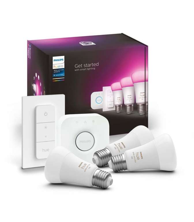 Kit de démarrage 3 ampoules connectées Philips Hue White et Color E27 - Vendeur Darty