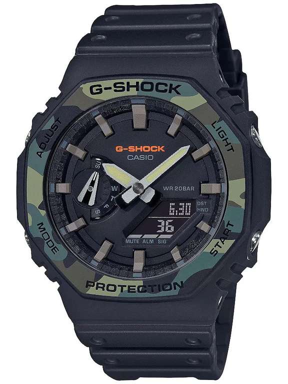 Montre homme Casio G-Shock GA-2100SU-1AER - Résine, noir et kaki camo, étanchéité 20ATM