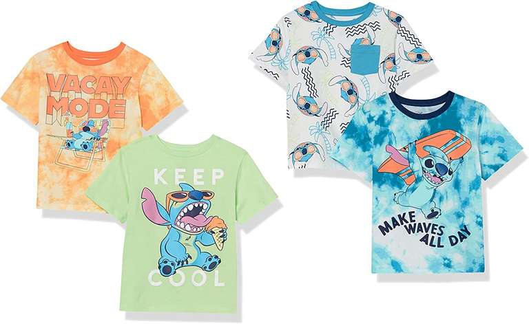 Pack 4 t-shirts Amazon Essential Disney - Stitch (Tailles: 2 ans et 10 ans)