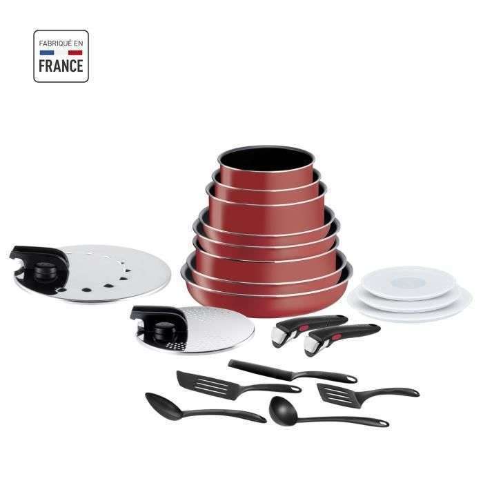 Batterie de cuisine Tefel Ingenio Easy Cook N Clean L1529102 - 20 pièces, Rouge, Tout feux sauf induction (+ 12.75€ en RP) - Boutique Tefal