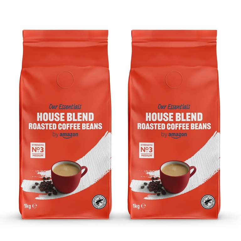 Lot de 2 Paquet de Grains de café House Blend - 100% Arabica, torréfaction moyennement poussée 2 x 1Kg