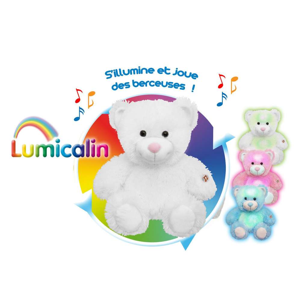 PELUCHE LUMICALIN - OURS ROSE 30 CM