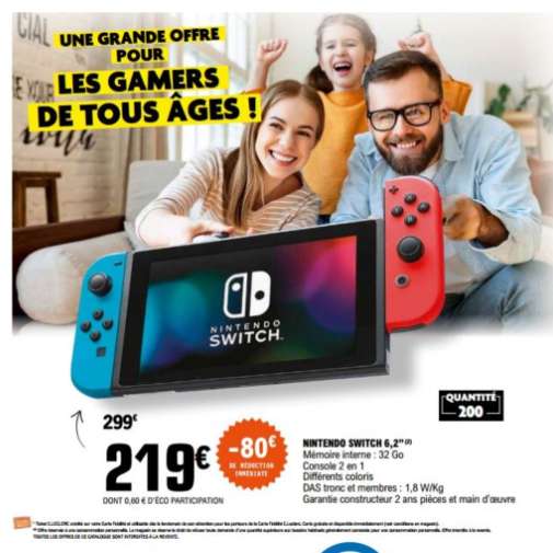 Console Nintendo Switch avec paire de Joy-Con Rouge Néon et Bleu Néon - Le Plessis-Belleville (60)