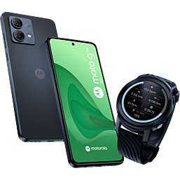 Smartphone Motorola G84 5G (256Go, Gris Pétrole) + montre connectée Motorola Watch100 et Coque