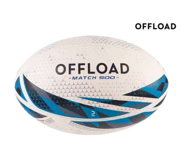 Ballon de rugby Offload R500 - taille 5, blanc